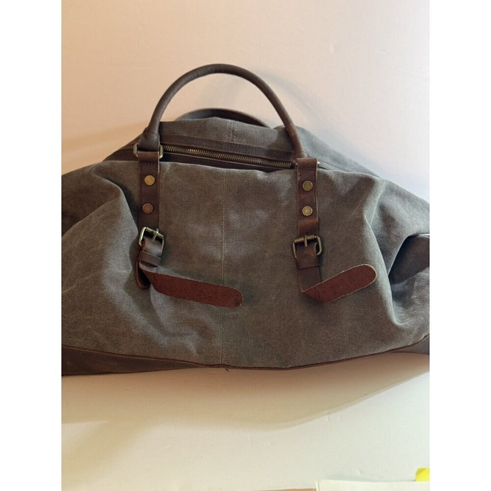 Hudson Cole Oversized Canvas Duffle With Leather Trim EUC